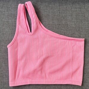 Aerie Pink Ribbed Asymmetrical Women Top